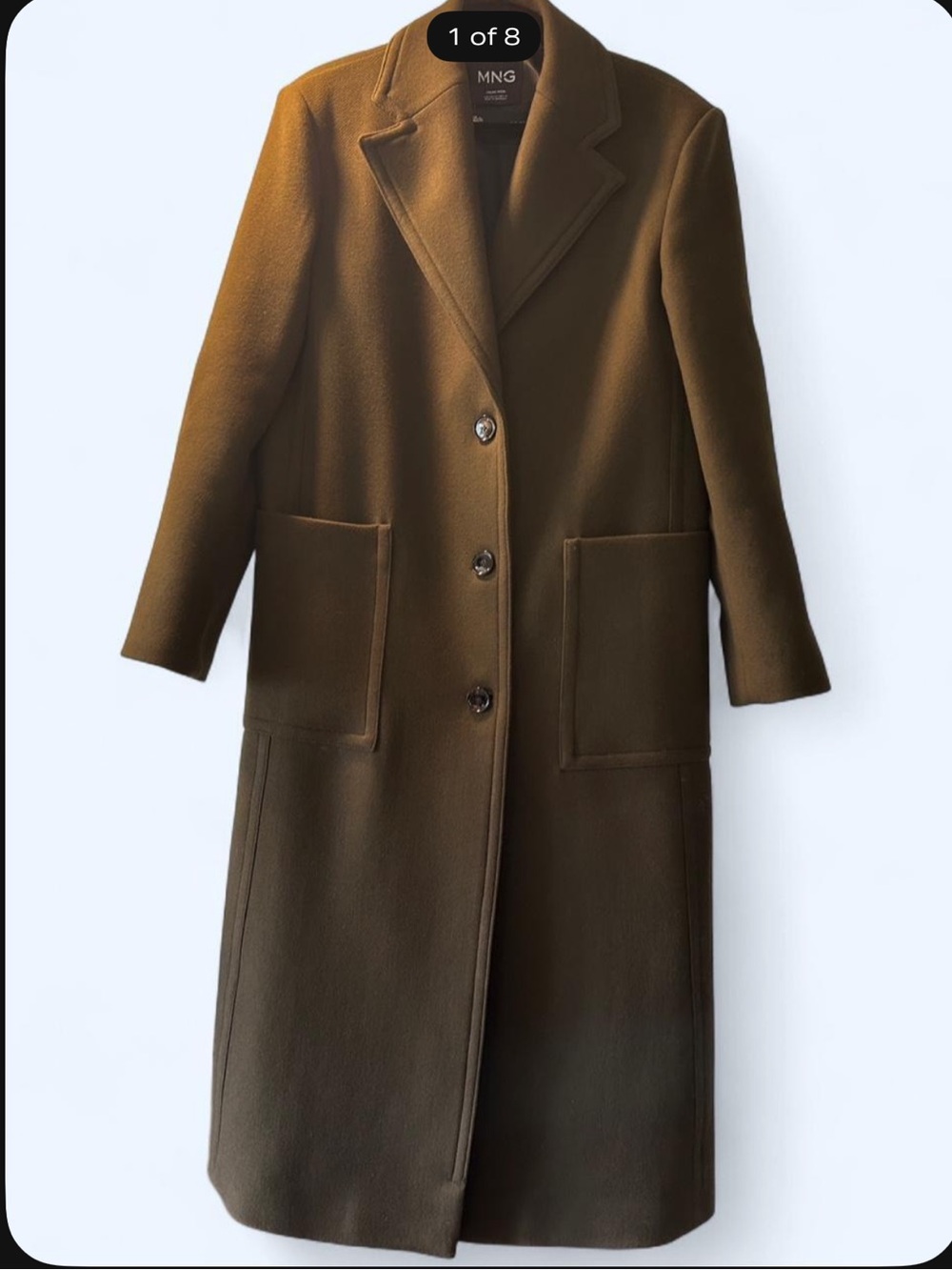 Mango Women's Long Tailored Wool-Blend Coat in Olive Green